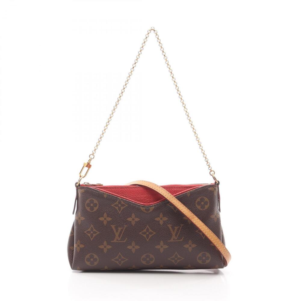 Louis Vuitton Pallas Clutch Monogram Cerise Red Handbag Canvas Leather Brown